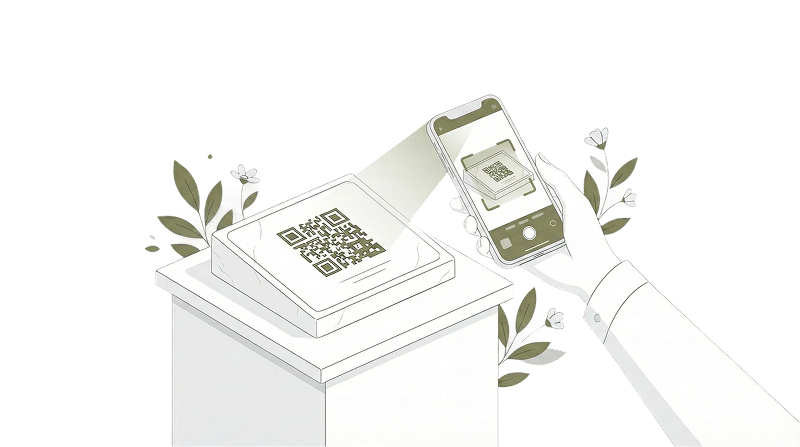 Illustration QR Code sur plaque funéraire connectée